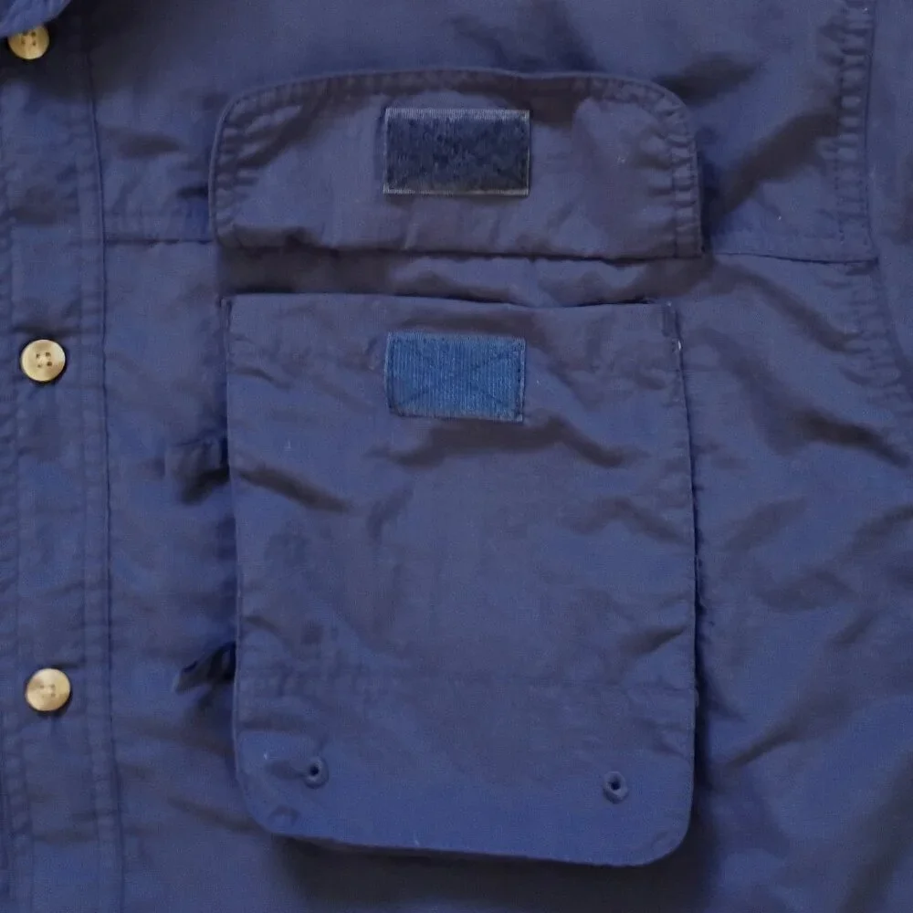 Bimini Bay Outfitters Shirt Men’s Size L Blue Button down Short Sleeve Pockets